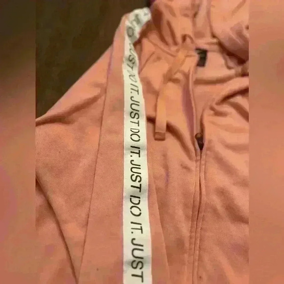 Nike Jacket Womens Small Pink Spell Out Swoosh Sweater Pullover Hooded Casual - Picture 6 of 7